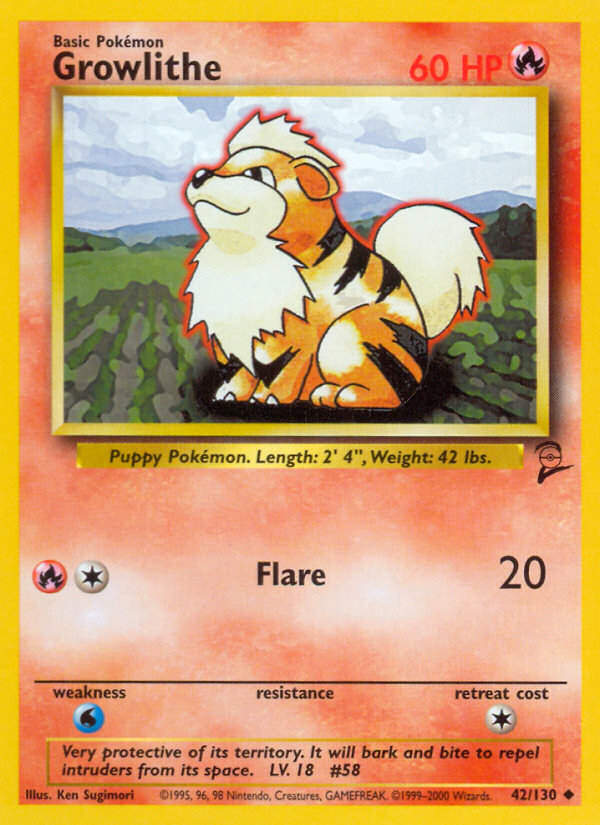 Growlithe (42/130) [Base Set 2] | Cracking-Singles