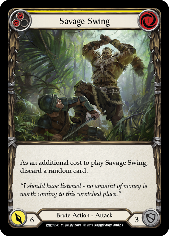 Savage Swing (Yellow) [RNR016-C] (Rhinar Hero Deck)  1st Edition Normal | Cracking-Singles