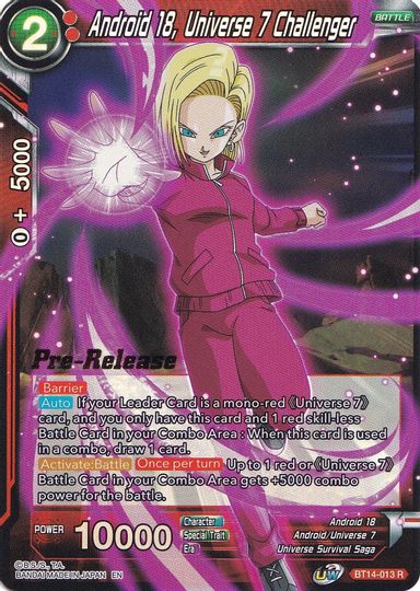 Android 18, Universe 7 Challenger (BT14-013) [Cross Spirits Prerelease Promos] | Cracking-Singles