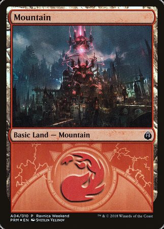 Mountain - Izzet (A04) [GRN Ravnica Weekend] | Cracking-Singles