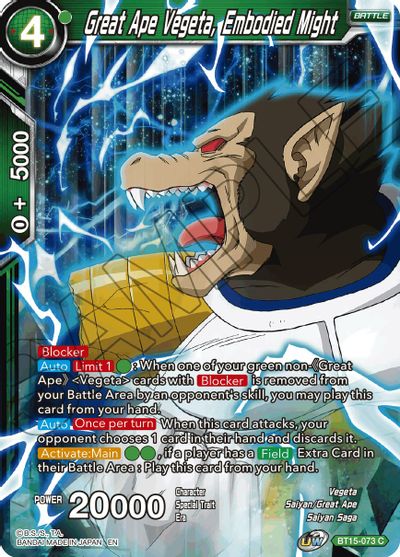 Great Ape Vegeta, Embodied Might [BT15-073] | Cracking-Singles