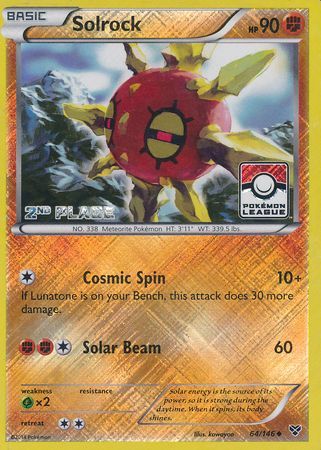 Solrock (64/146) (2nd Place League Challenge Promo) [XY: Base Set] | Cracking-Singles