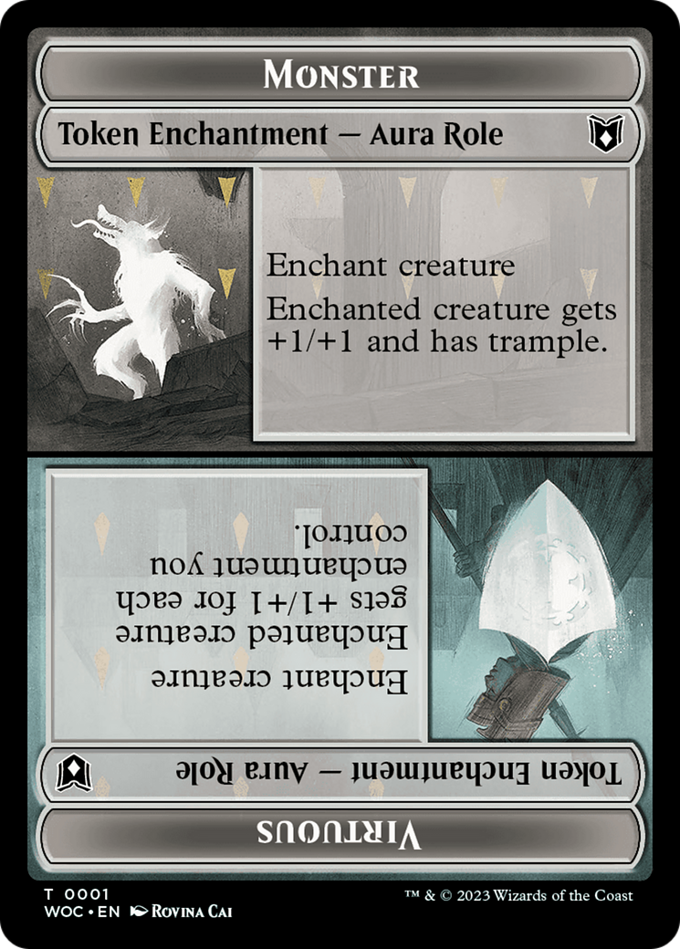 Copy // Monster Role / Virtuous Role Double-Sided Token [Wilds of Eldraine Commander Tokens] | Cracking-Singles