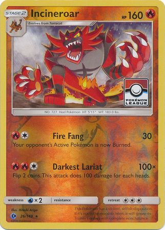 Incineroar (26/149) (League Promo) [Sun & Moon: Base Set] | Cracking-Singles