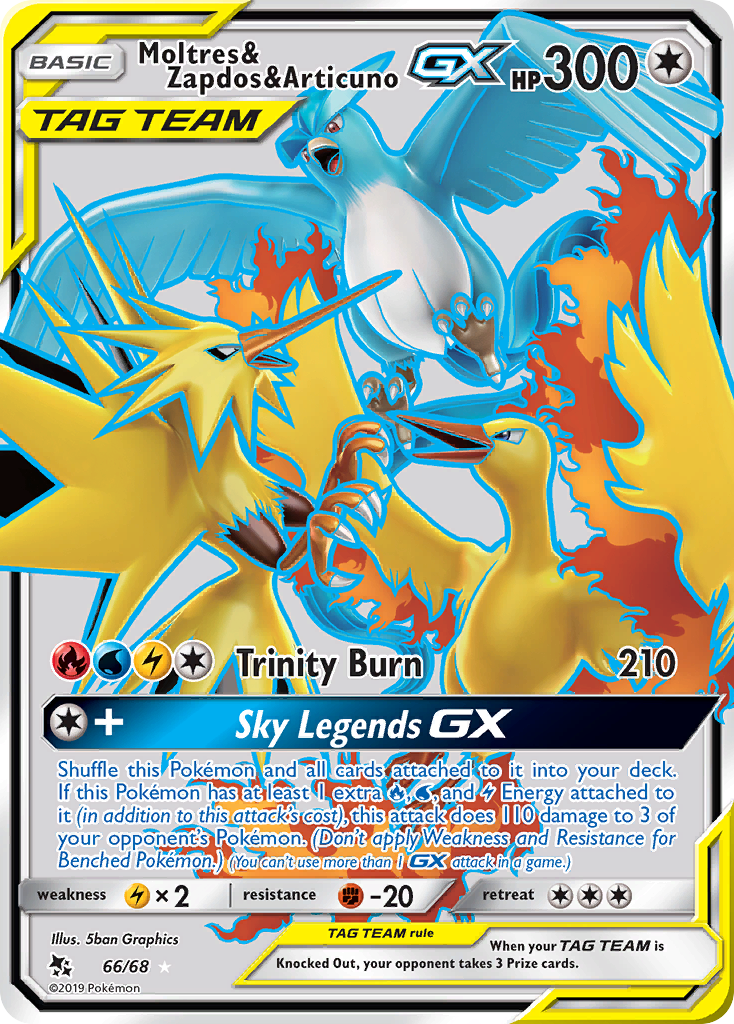 Moltres & Zapdos & Articuno GX (66/68) [Sun & Moon: Hidden Fates] | Cracking-Singles