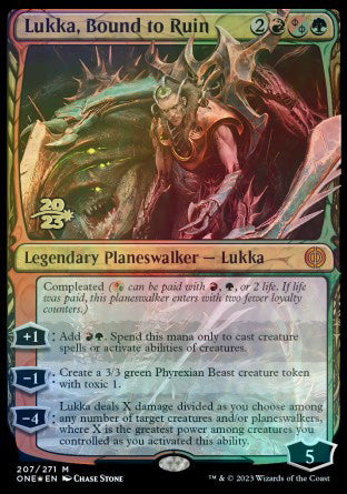 Lukka, Bound to Ruin [Phyrexia: All Will Be One Prerelease Promos] | Cracking-Singles