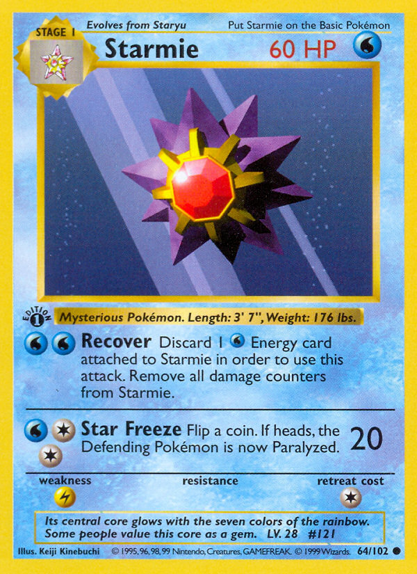 Starmie (64/102) (Shadowless) [Base Set 1st Edition] | Cracking-Singles