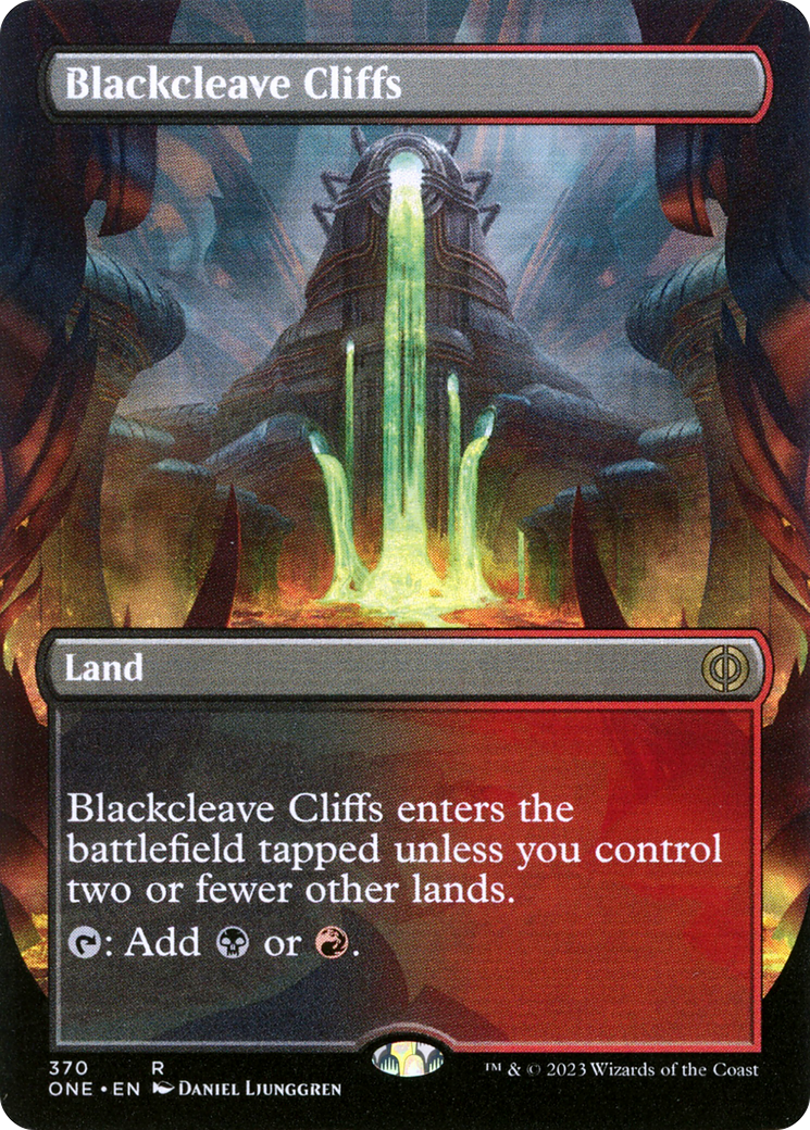 Blackcleave Cliffs (Borderless Alternate Art) [Phyrexia: All Will Be One] | Cracking-Singles