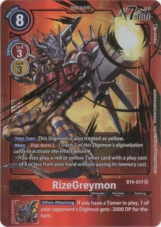 RizeGreymon [BT4-017] (Alternate Art - Red Border) [Great Legend Promos] | Cracking-Singles