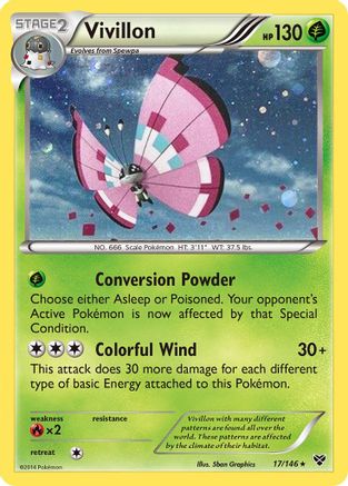 Vivillon (17/146) (Meadow Form/Pink Wings) (Cosmos Holo) [XY: Base Set] | Cracking-Singles