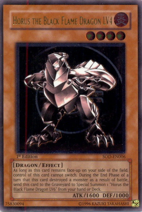 Horus The Black Flame Dragon LV4 [SOD-EN006] Ultimate Rare | Cracking-Singles