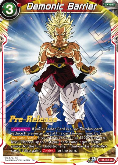 Demonic Barrier (BT15-028) [Saiyan Showdown Prerelease Promos] | Cracking-Singles