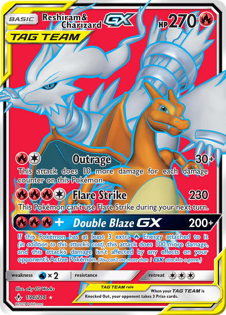 Reshiram & Charizard GX (194/214) [Sun & Moon: Unbroken Bonds] | Cracking-Singles