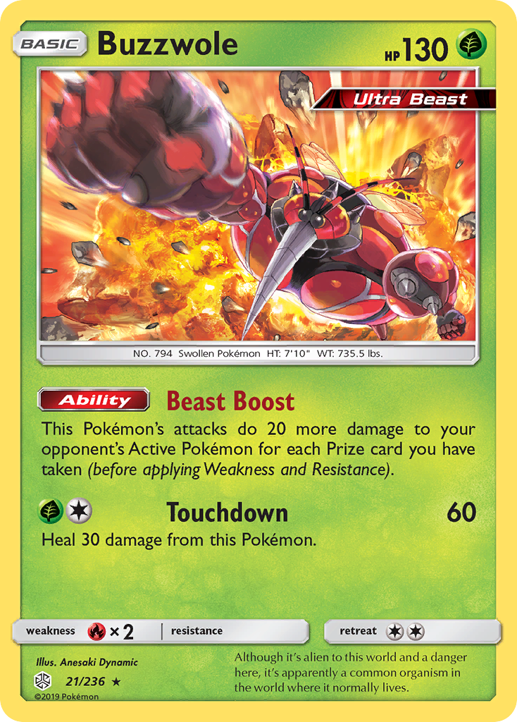 Buzzwole (21/236) [Sun & Moon: Cosmic Eclipse] | Cracking-Singles