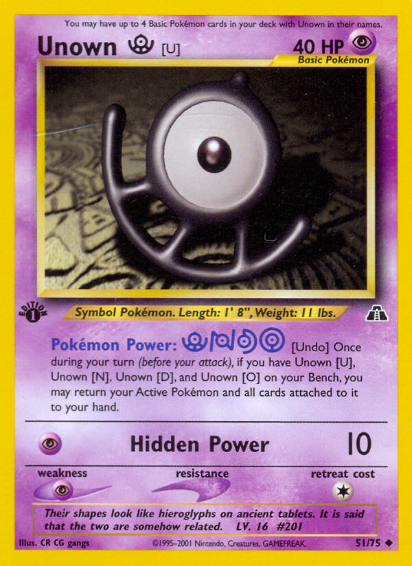 Unown [U] (51/75) [Neo Discovery 1st Edition] | Cracking-Singles