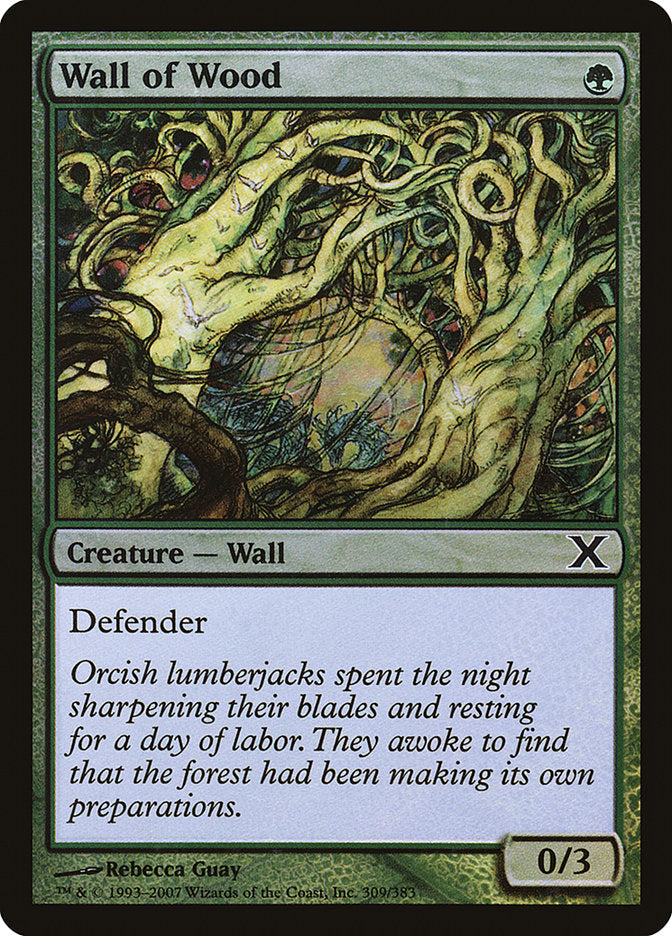 Wall of Wood (Premium Foil) [Tenth Edition] | Cracking-Singles