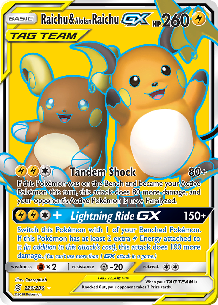 Raichu & Alolan Raichu GX (220/236) [Sun & Moon: Unified Minds] | Cracking-Singles