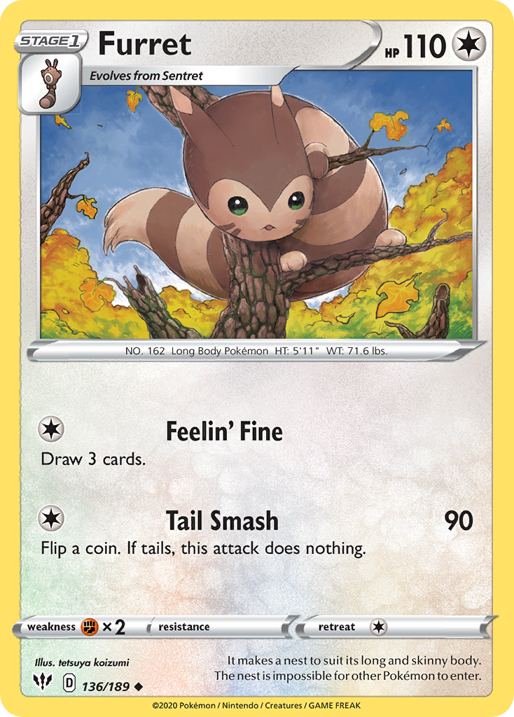 Furret (136/189) [Sword & Shield: Darkness Ablaze] | Cracking-Singles