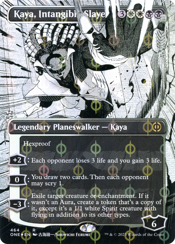 Kaya, Intangible Slayer (Borderless Manga Step-and-Compleat Foil) [Phyrexia: All Will Be One] | Cracking-Singles