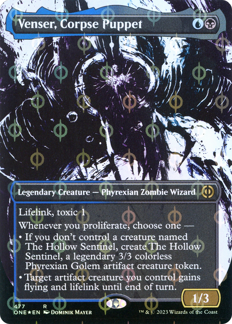 Venser, Corpse Puppet (Borderless Ichor Step-and-Compleat Foil) [Phyrexia: All Will Be One] | Cracking-Singles