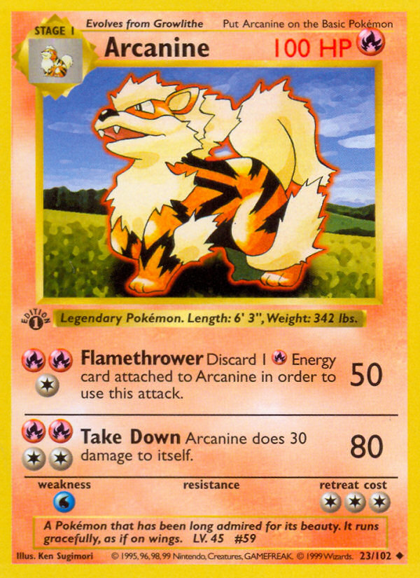 Arcanine (23/102) (Shadowless) [Base Set 1st Edition] | Cracking-Singles