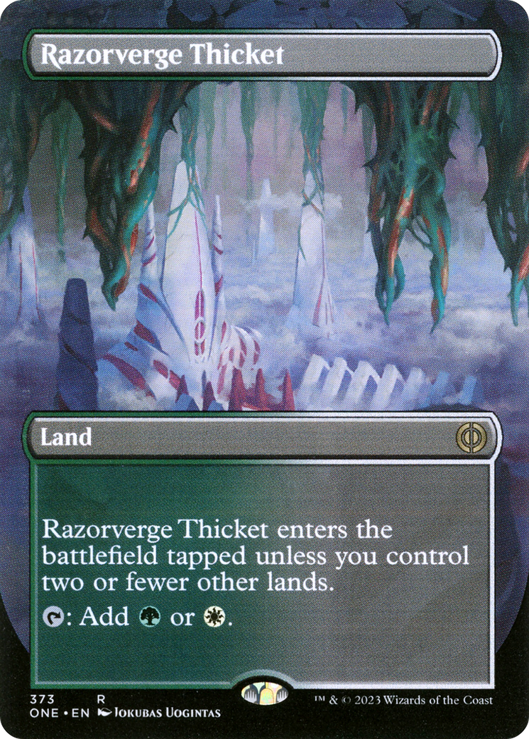 Razorverge Thicket (Borderless Alternate Art) [Phyrexia: All Will Be One] | Cracking-Singles