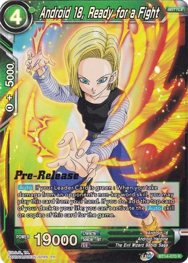 Android 18, Ready for a Fight (BT14-070) [Cross Spirits Prerelease Promos] | Cracking-Singles