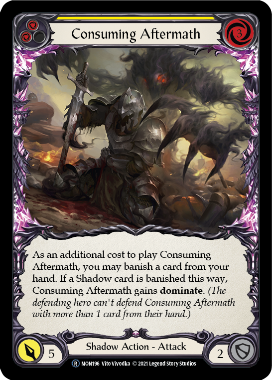 Consuming Aftermath (Yellow) (Rainbow Foil) [U-MON196-RF] Unlimited Rainbow Foil | Cracking-Singles