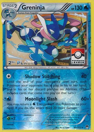 Greninja (40/122) (League Promo 2nd Place) [XY: BREAKpoint] | Cracking-Singles