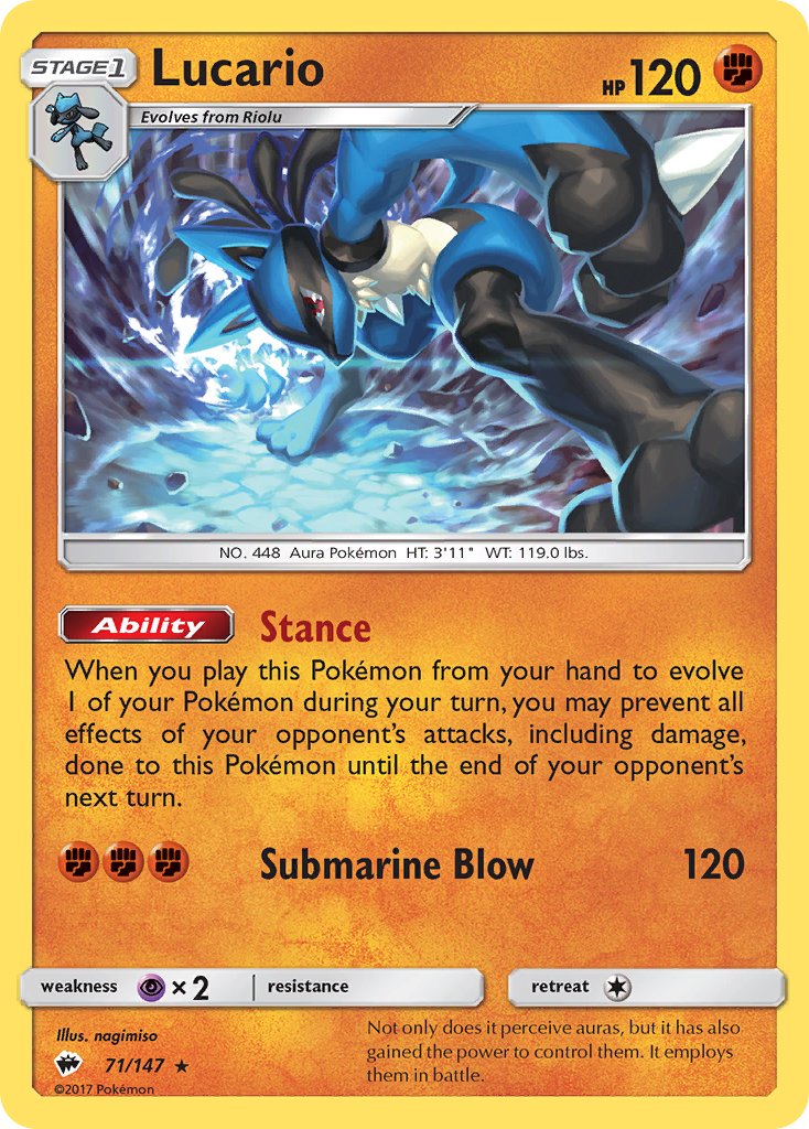 Lucario (71/147) (Theme Deck Exclusive) [Sun & Moon: Burning Shadows] | Cracking-Singles