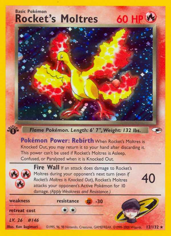 Rocket's Moltres (12/132) [Gym Heroes 1st Edition] | Cracking-Singles