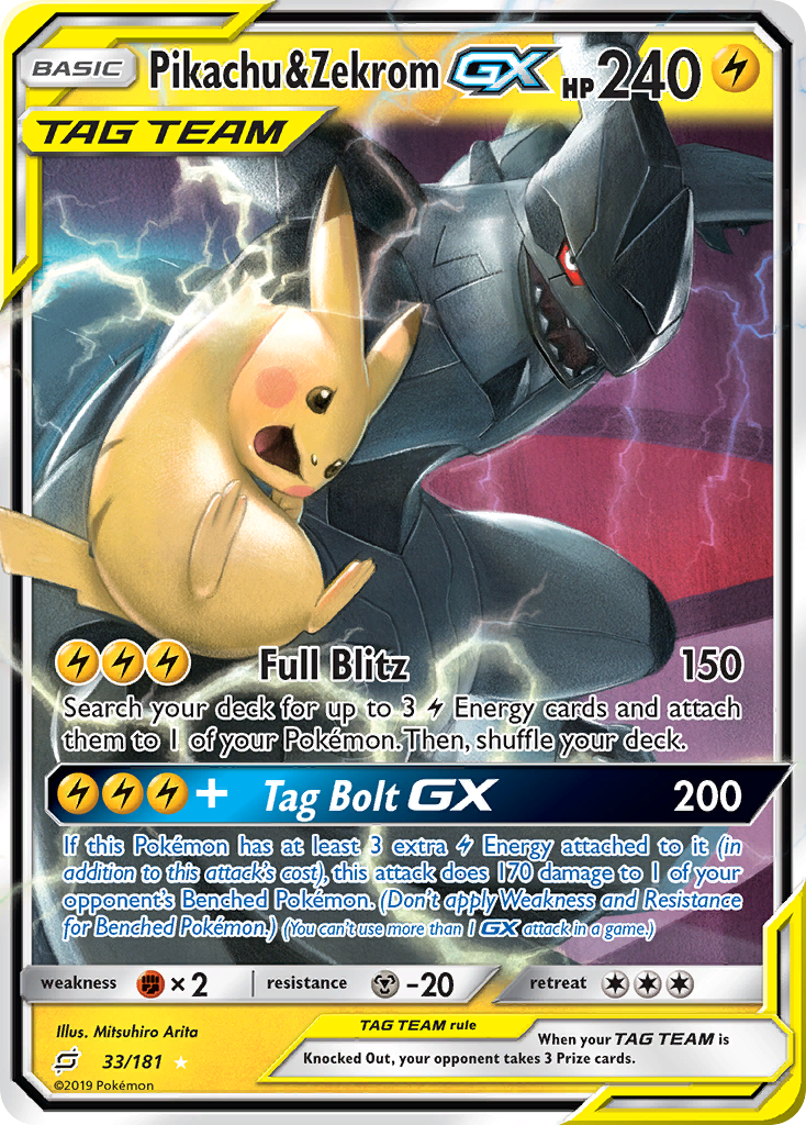 Pikachu & Zekrom GX (33/181) [Sun & Moon: Team Up] | Cracking-Singles