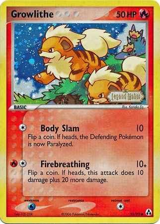 Growlithe (55/92) (Stamped) [EX: Legend Maker] | Cracking-Singles