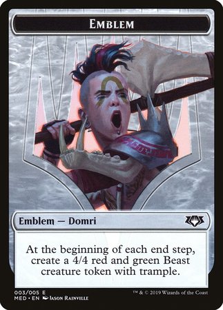 Emblem - Domri, Chaos Bringer [Mythic Edition Tokens] | Cracking-Singles