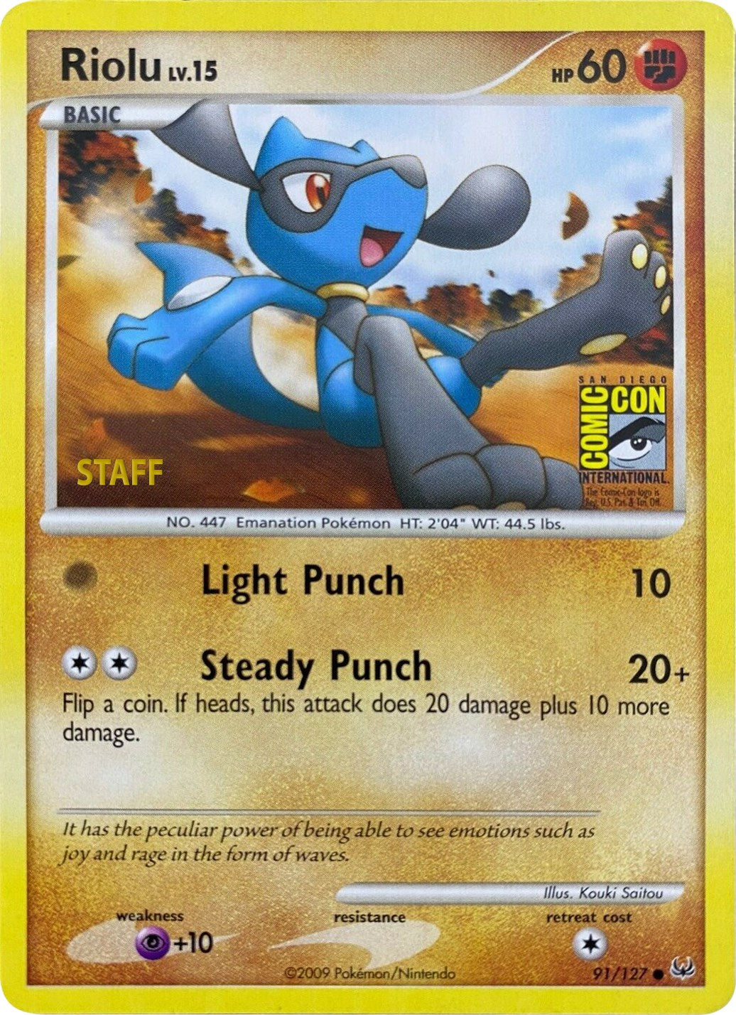 Riolu (91/127) (SDCC 2009) (Staff) [Platinum: Base Set] | Cracking-Singles