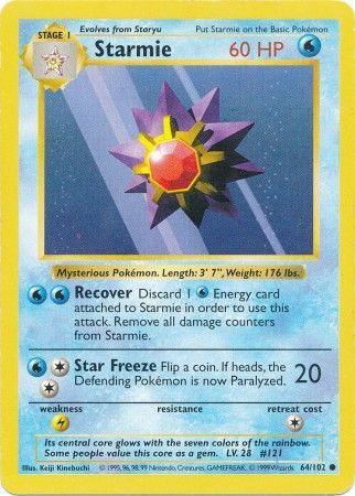 Starmie (64/102) [Base Set Shadowless Unlimited] | Cracking-Singles