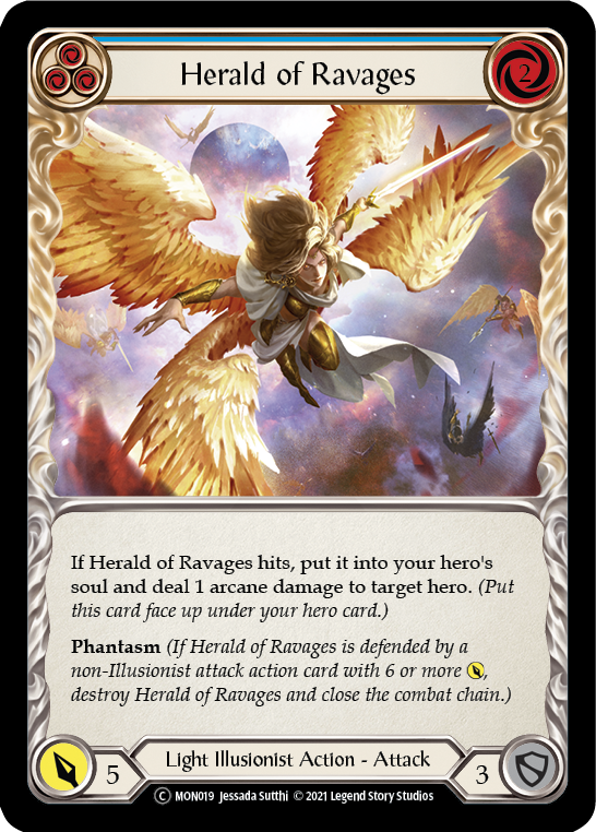 Herald of Ravages (Blue) (Rainbow Foil) [U-MON019-RF] Unlimited Rainbow Foil | Cracking-Singles