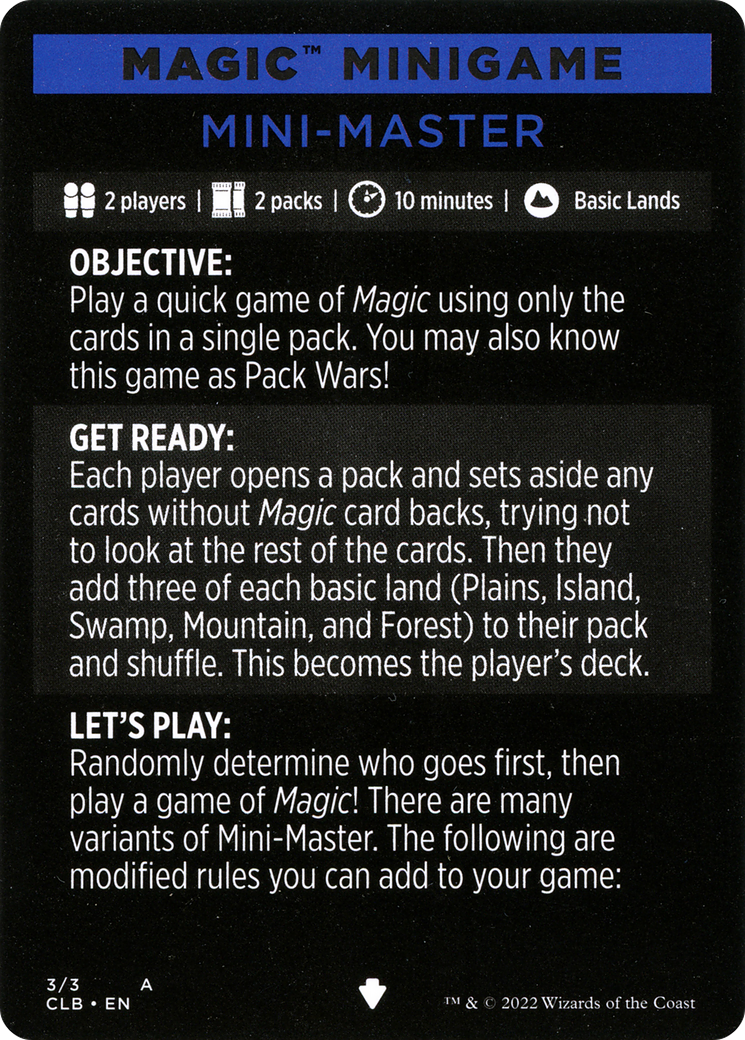 Mini-Master (Magic Minigame) [Commander Legends: Battle for Baldur's Gate Minigame] | Cracking-Singles