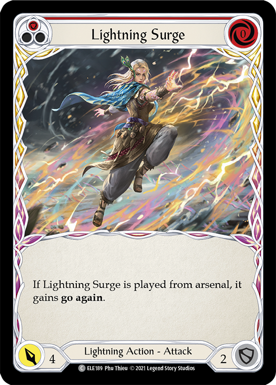 Lightning Surge (Red) [ELE189] (Tales of Aria)  1st Edition Rainbow Foil | Cracking-Singles