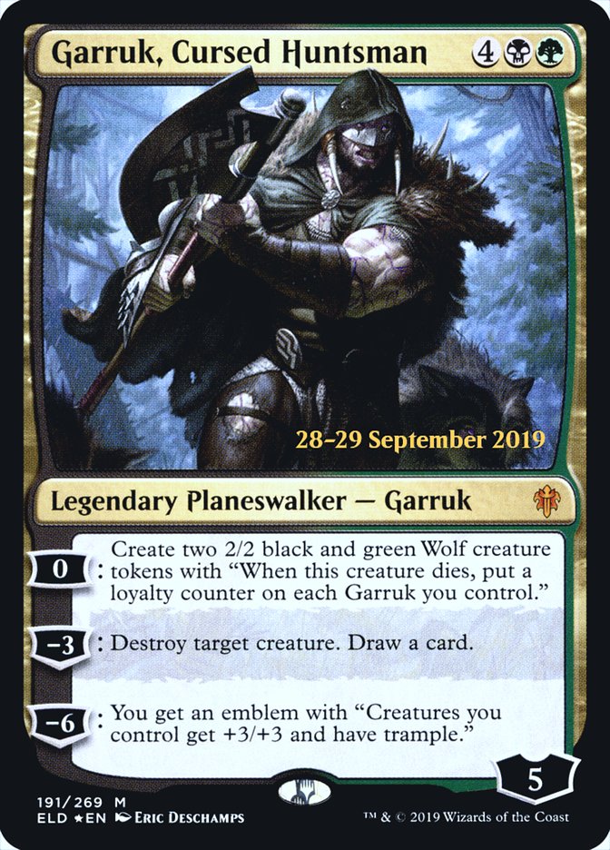 Garruk, Cursed Huntsman  [Throne of Eldraine Prerelease Promos] | Cracking-Singles