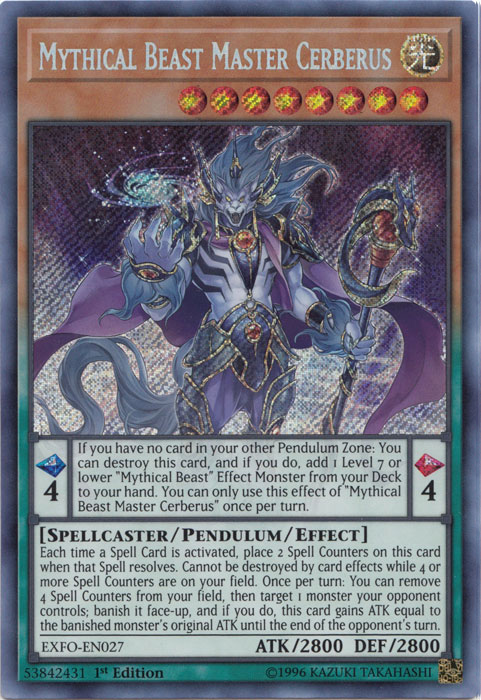 Mythical Beast Master Cerberus [EXFO-EN027] Secret Rare | Cracking-Singles