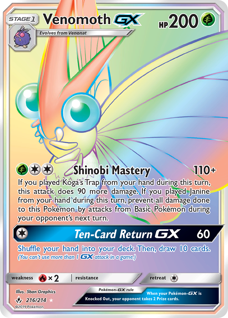 Venomoth GX (216/214) [Sun & Moon: Unbroken Bonds] | Cracking-Singles