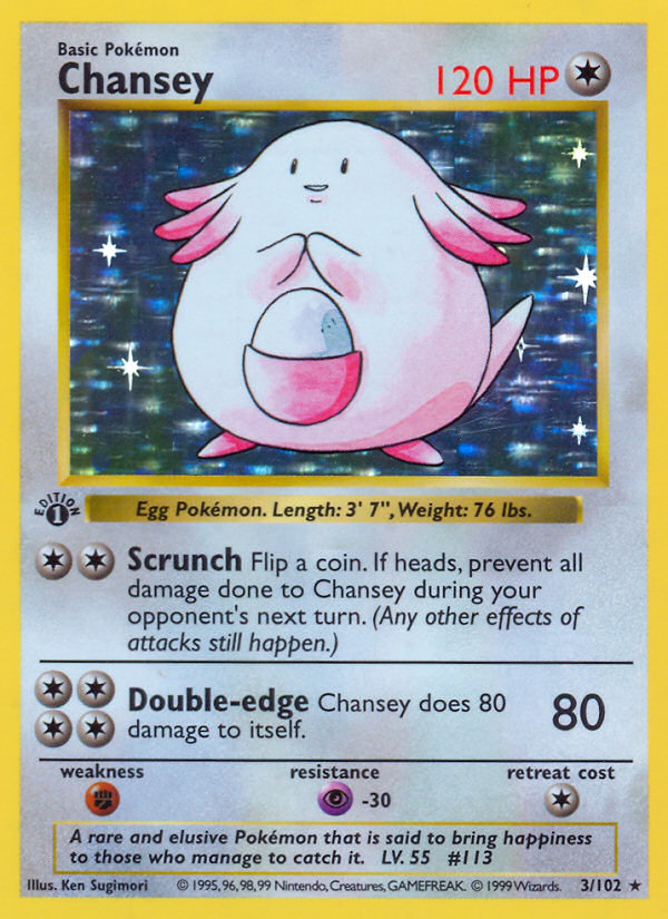 Chansey (3/102) (Shadowless) [Base Set 1st Edition] | Cracking-Singles