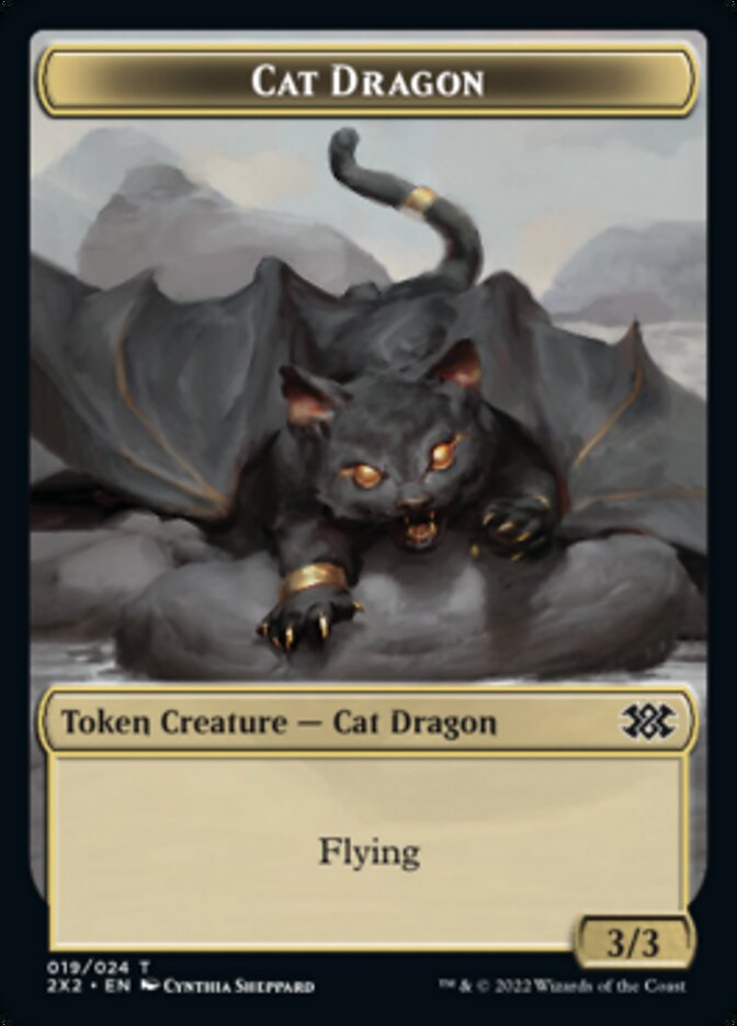 Cat Dragon // Monk Double-sided Token [Double Masters 2022 Tokens] | Cracking-Singles