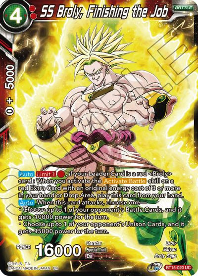 SS Broly, Finishing the Job [BT15-020] | Cracking-Singles