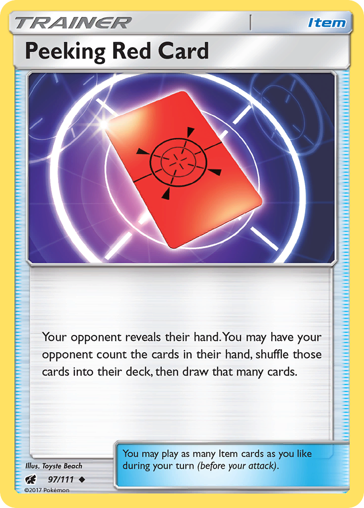 Peeking Red Card (97/111) [Sun & Moon: Crimson Invasion] | Cracking-Singles