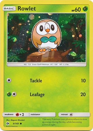 Rowlet (9/149) (Cosmos Holo) [Sun & Moon: Base Set] | Cracking-Singles