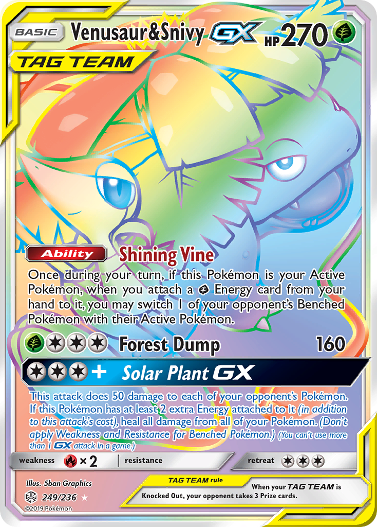 Venusaur & Snivy GX (249/236) [Sun & Moon: Cosmic Eclipse] | Cracking-Singles