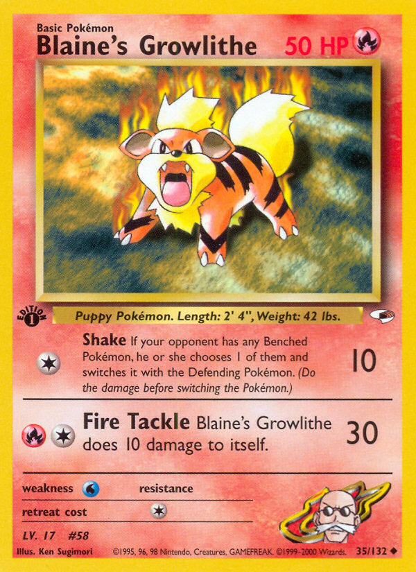 Blaine's Growlithe (35/132) [Gym Heroes 1st Edition] | Cracking-Singles