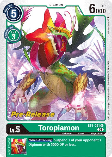 Toropiamon [BT6-051] [Double Diamond Pre-Release Cards] | Cracking-Singles